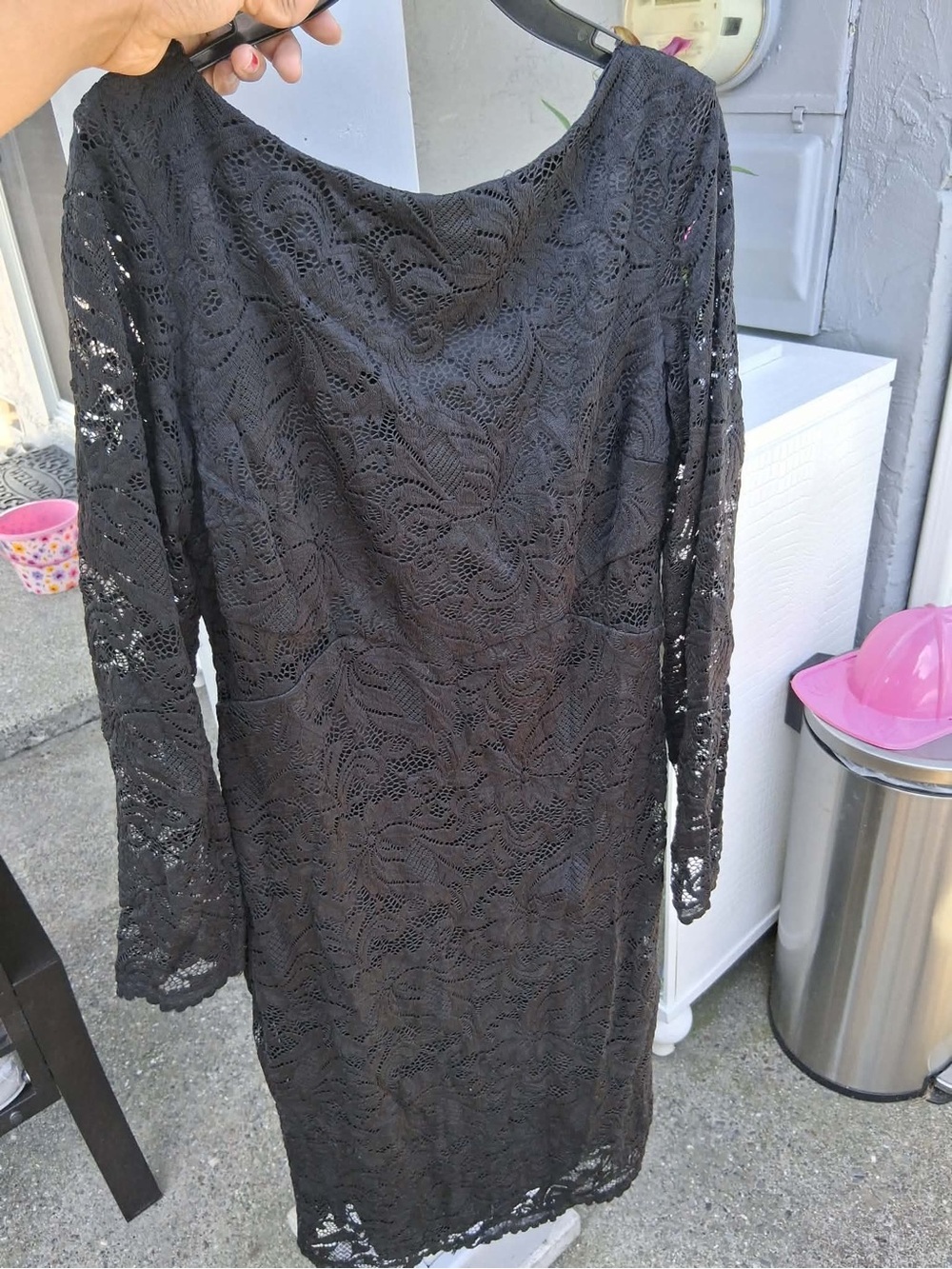 Women's Black Lace Long-Sleeve Dress